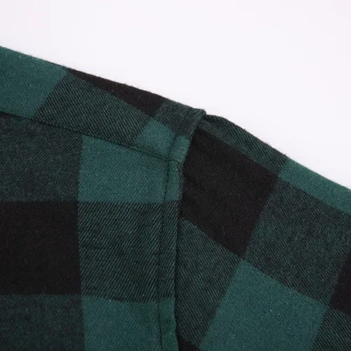 Vista 4 de Camisa de franela a cuadros para hombre, ajuste regular, manga larga, casual, con botones