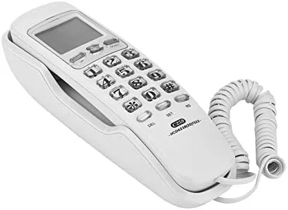 Vista 3 de Teléfono con cable, teléfono de montaje en pared de escritorio con pantalla de llamada de sonido claro Soporte de un botón de redireccionamiento