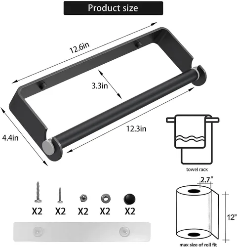 Vista 3 de Aheucndg Soporte para toallas de papel para debajo del gabinete, soporte autoadhesivo para toallas de papel de montaje en pared para cocina o baño