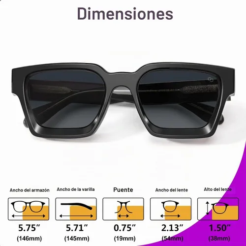 Vista 9 de VISOONE Fashion 100% UV400 Rectangle TR90 Sunglasses for Women Men Negro/Gris