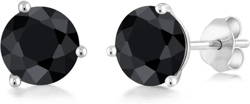 Vista 183 de Gem Stone King Aretes de oro de 14 quilates, 0.236 in, piedra natal redonda, Martini, 3 puntas, aretes de oro para mujer