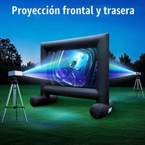 Vista 5 de Pantalla de proyector de película inflable para exteriores de 12 pies con ventilador integrado que soporta proyección frontal y trasera, pantalla