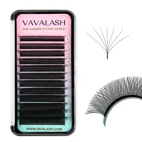 Vista 18 de VAVALASH Extensiones de pestañas en Y, rizo C, 0.002 in, 0.315-0.591 in, bandeja mixta, volumen 4D, extensiones de pestañas tipo YY, extensiones