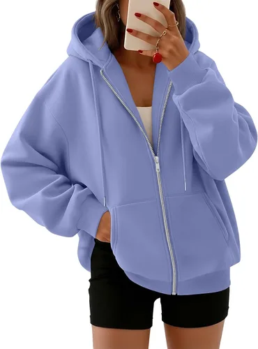 Vista 12 de Trendy Queen - Sudaderas con capucha y cremallera para mujer, sudaderas de gran tamaño, trajes de moda de otoño, chaquetas informales, ropa