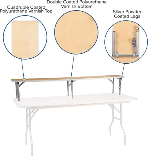 Vista 5 de Flash Furniture Amara - Elevador superior de barra de madera de abedul de 72 x 12 pulgadas con patas plateadas