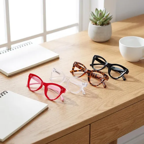 Vista 2 de Eyekepper Paquete de 4 lentes con diseño de ojo de gato de gran tamaño para mujer Stylish Womens Eyeglass, All-Day Comfort Spring Hinges, Large
