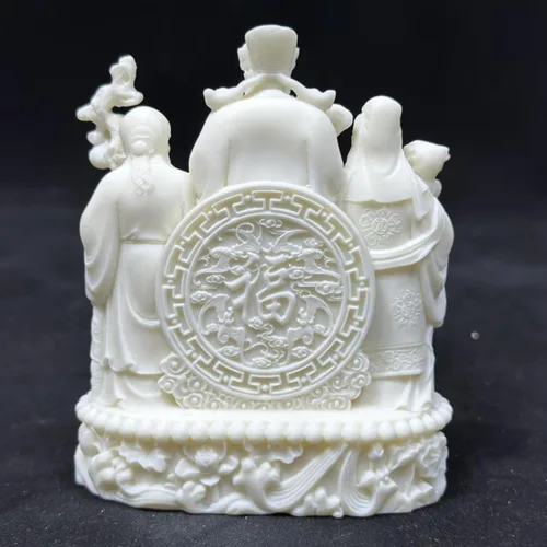 Vista 3 de Estatuas de Fu Lu Shou, estatua china de Dios de la suerte Fuk LUK Sau, decoración de oficina en casa, Feng Shui, tres dioses para la felicidad
