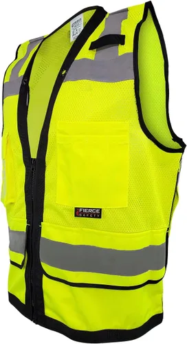 Vista 4 de SU300G Surveyors Class 2 Chaleco reflectante verde con bolsillos para tablet Cumple con las normas ANSI/ISEA