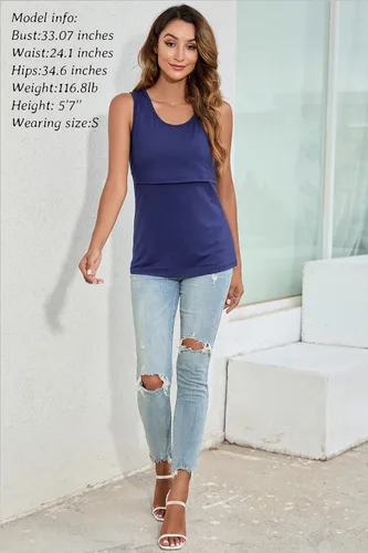 Vista 3 de Sosolism Rayon Nursing Tank Top for Breastfeeding Sleeveless Maternity Vest Pregnancy Clothes Maternity 3 Pack