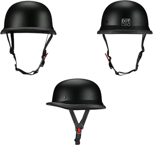 Vista 4 de Casco de motocicleta estilo alemán medio casco para adultos, hombres y mujeres, aprobado por DOT, casco retro para crucero, scooter, Chopper