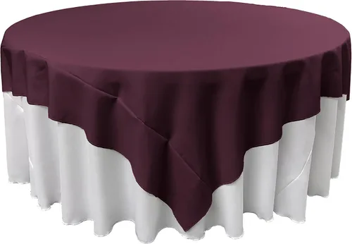 Vista 51 de LA Linen. Mantel cuadrado de popelina de poliéster