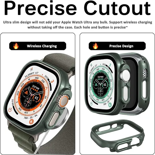 Vista 6 de Miimall - Funda para Apple Watch Ultra 1 2 3 4 de 1.92 pulgadas, marco de policarbonato duro de alta calidad