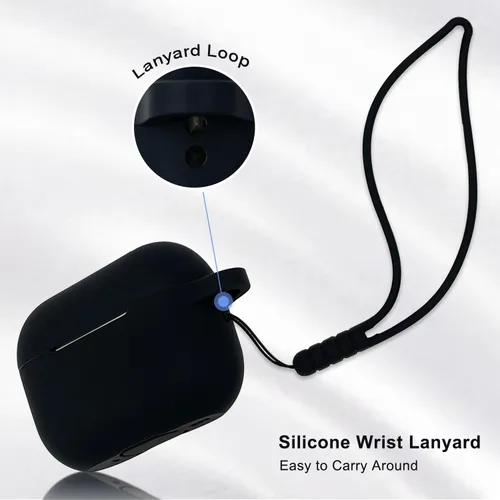 Vista 4 de Funda compatible con Airpods Pro de 2ª generación 2022, funda protectora de silicona suave con llavero de pulsera para Apple Airpods Pro 2 funda