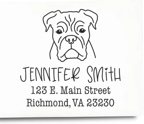 Vista 52 de Sello de dirección personalizado Basset Hound – Sello personalizable con nombre y dirección para sobres, ideal para amantes de los perros