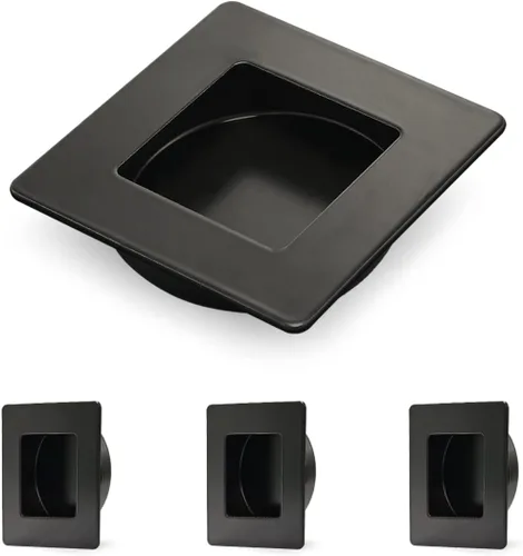 Vista 11 de HOMOTEK Paquete de 2 Manijas Redondas Deslizantes para Puerta de Armario Diámetro 2-1/2 pulgadas (65mm) Tiradores Empotrados Negros de Bolsillo