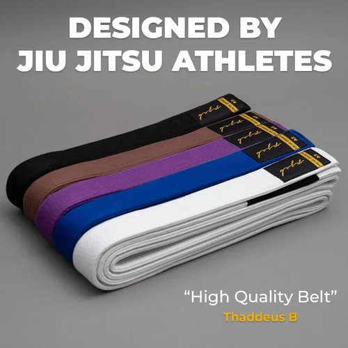 Vista 3 de Gold BJJ Cinturón Jiu Jitsu - Cinturones premium con barra de rango para rayas - Aprobado por la competencia IBJJF