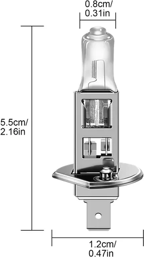 Vista 7 de WinPower Bombilla halógena H1 para faros delanteros, luz blanca cálida súper brillante de 55 W 4300 K, luz antiniebla de haz alto y bajo, lámpara