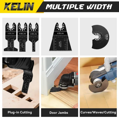 Vista 5 de KELIN 118 PCS Juego de Cuchillas Multiherramienta de Corte y Papel de Lija Accesorios de Herramientas Oscilantes Universales Cuchillas de Sierra