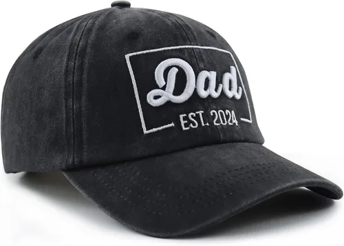 Vista 3 de Funny Dad Est 2023 - Gorra de béisbol para hombre, ajustable de algodón lavado bordado en 3D