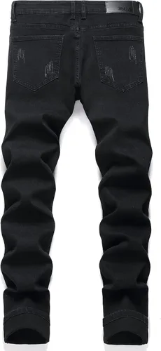 Vista 2 de OIIIO Jeans elásticos rasgados de ajuste regular para hombre