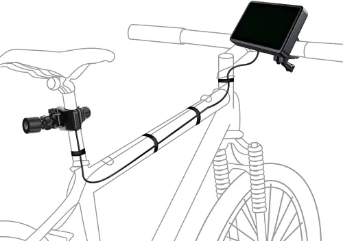 Vista 8 de FEISIKE Espejo para manubrio de bicicleta, cámara retrovisora con función de visión nocturna HD de 4.3 pulgadas, visión de ángulo amplio de 145°