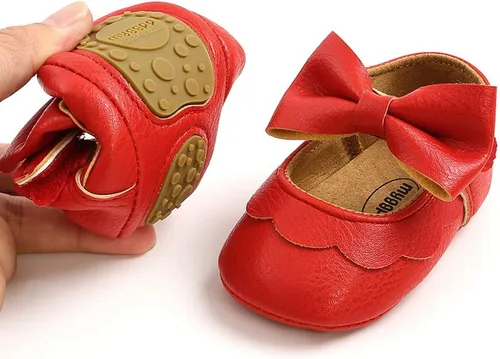 Vista 3 de LAFEGEN Zapatos planos Mary Jane para bebés y niñas con Bownot, suela suave, suela suave, piel sintética, recién nacidos, para primeros pasos