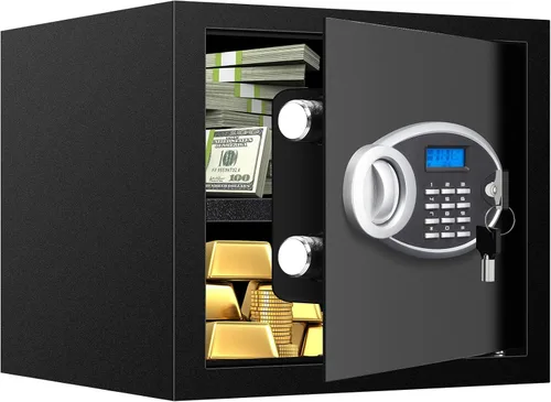 Vista 11 de Caja de seguridad de 1.2 pies cúbicos ignífuga e impermeable para el hogar, cajas de seguridad a prueba de fuego con teclado digital, llaves