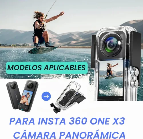 Vista 6 de Funda impermeable para cámara de acción Insta 360 one X3, carcasa protectora de buceo subacuático 40M con accesorios de soporte