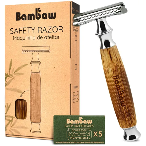 Vista 9 de Bambaw Maquinilla de afeitar de seguridad para hombres con 5 cuchillas, maquinilla de afeitar de seguridad de doble filo para hombres, maquinilla