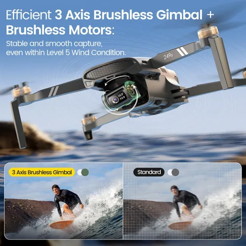 Vista 3 de Holy Stone HS900 - Dron con cámara para adultos, foto de 8K y video de 4K/30fps, 249g FAA Compliant, cardán de 3 ejes, largo alcance 20,000 pies