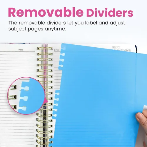 Vista 4 de Taja Cuadernos de espiral para trabajo de 5 materias con divisores K - Vórtice rosa