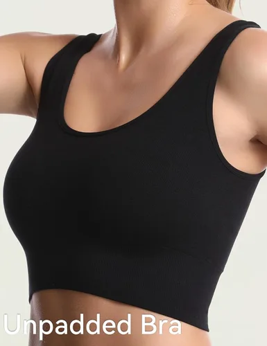 Vista 4 de Brasier deportivo de soporte ligero para mujer, sin costuras, línea larga, cómodo, bralette deportivo de yoga, tops de corte corto