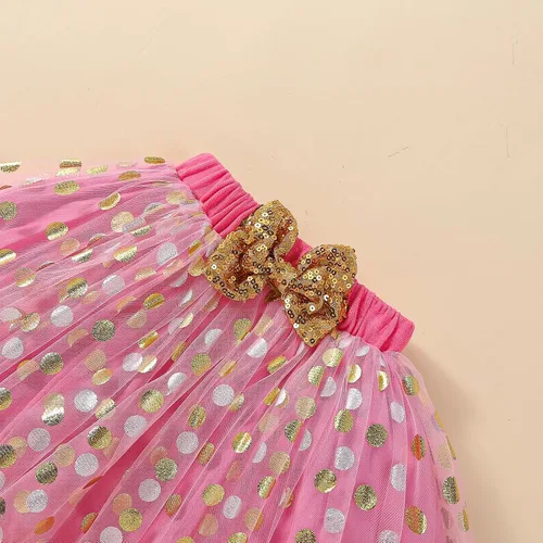 Vista 7 de Conjunto de 2 piezas de falda tutú de tul con burbujas y lunares para niñas pequeñas