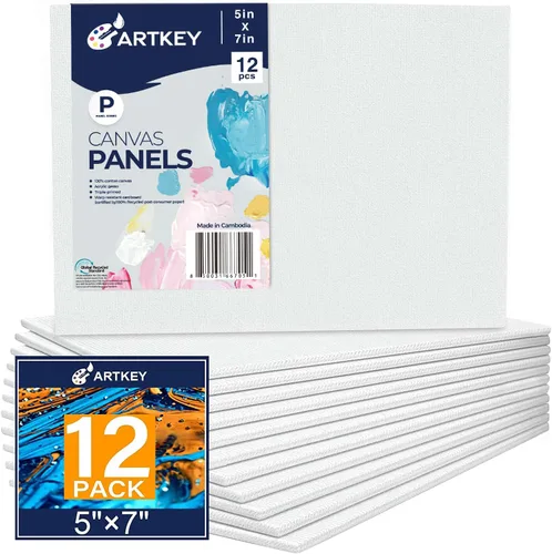 Vista 18 de Artkey Bastidores entelados para pintar, 8 x 10 pulgadas, paquete de 4 unidades, lienzo en blanco de 10 onzas con imprimación 100% algodón blanco