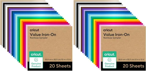 Vista 8 de Cricut® Value Iron-On, Muestra de Arcoíris - 30 cm x 30 cm (20 unidades) - Vinilo de Transferencia de Calor HTV