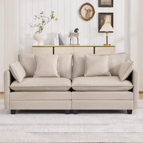 Vista 113 de Sofá modular en forma de nube de 113 pulgadas, sofás de asiento profundo de gran tamaño para sala de estar, sofá modular tapizado de chenilla