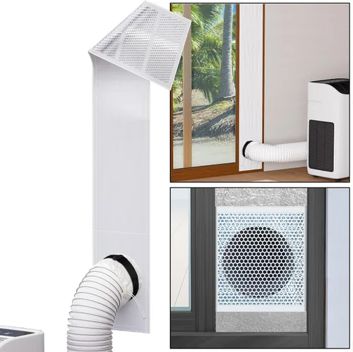 Vista 10 de Mxclimate Kit de ventana de aire acondicionado portátil, sello de ventana deslizante con protector de hojas, malla de ventilación de ventilación