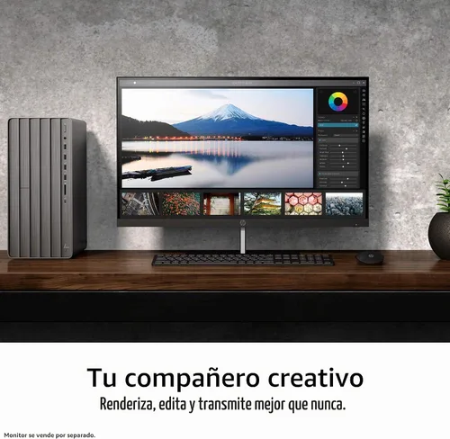 Vista 6 de HP Envy Desktop Intel Core i7-10700 de 10ª generación, 16 GB de RAM, disco duro de 1 TB y SSD de 512 GB, Windows 11 (TE01-1020, negro)
