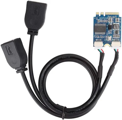 Vista 8 de M.2 NGFF a tarjeta elevadora USB, llave A-E a doble puerto USB2.0 tarjeta de expansión de interfaz, adaptador de cable, fácil de instalar y cómodo