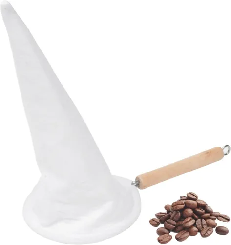 Vista 8 de Imusa USA J100-4-50 Colador de tela de café con mango de madera, blanco, 1 unidad (paquete de 1)