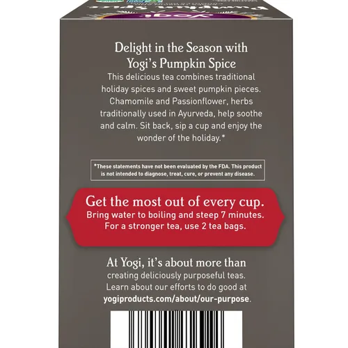 Vista 3 de Yogi Tea Pumpkin Spice Tea – 16 bolsas de té por paquete (4 paquetes) – Bolsas de té de especias de calabaza orgánica de edición limitada – Perfecto