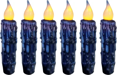 Vista 8 de CVHOMEDECO. Velas de cera real sumergidas a mano con temporizador LED con pilas, velas cónicas sin llama primitivas del país, 4-3/4 pulgadas, negro
