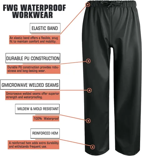 Vista 4 de FWG Trajes de lluvia para hombre, impermeables, resistentes, con bolsillos grandes, para todo tipo de clima