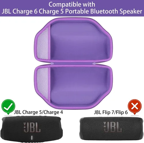 Vista 3 de Funda rígida morada+cubierta de silicona púrpura para altavoz JBL Charge 6 Bluetooth