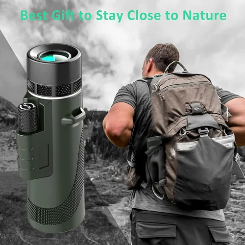 Vista 3 de Telescopio monocular monocular HD de 12 × 50, con adaptador para teléfono inteligente y trípode de metal, monocular compacto impermeable de alta
