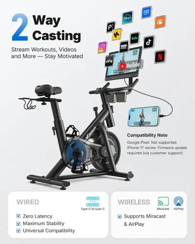 Vista 7 de MERACH Exercise Bike, Magnetic Friction Stationary Bike for Home with APP