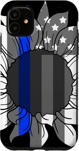 Vista 8 de Funda de regalo para iPhone 17 con diseño de bandera americana de girasoles y línea azul