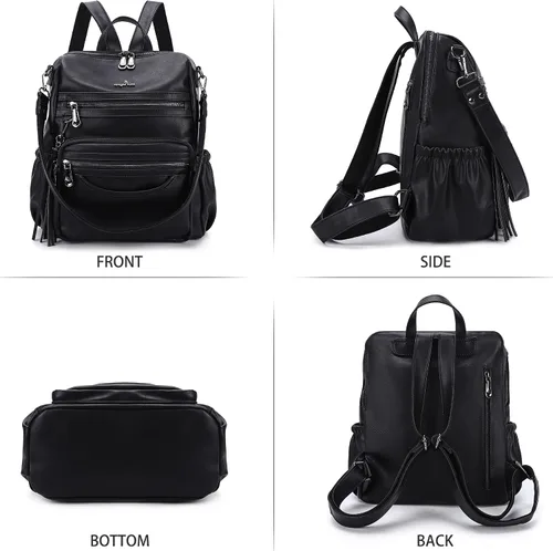 Vista 58 de Bolsos mochila monedero de piel sintética para mujer, bolsas con zíper, mochilas de hombro casuales