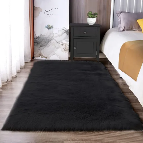 Vista 129 de Latepis - Alfombra rectangular de piel sintética tipo lana de oveja suave y esponjosa de estilo bohemio para sala de estar, dormitorio y residencias