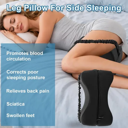 Vista 5 de Almohada de rodilla para personas que duermen de lado, diseño plegable 2 en 1, almohada viscoelástica para dormir de lado, almohada de muslo